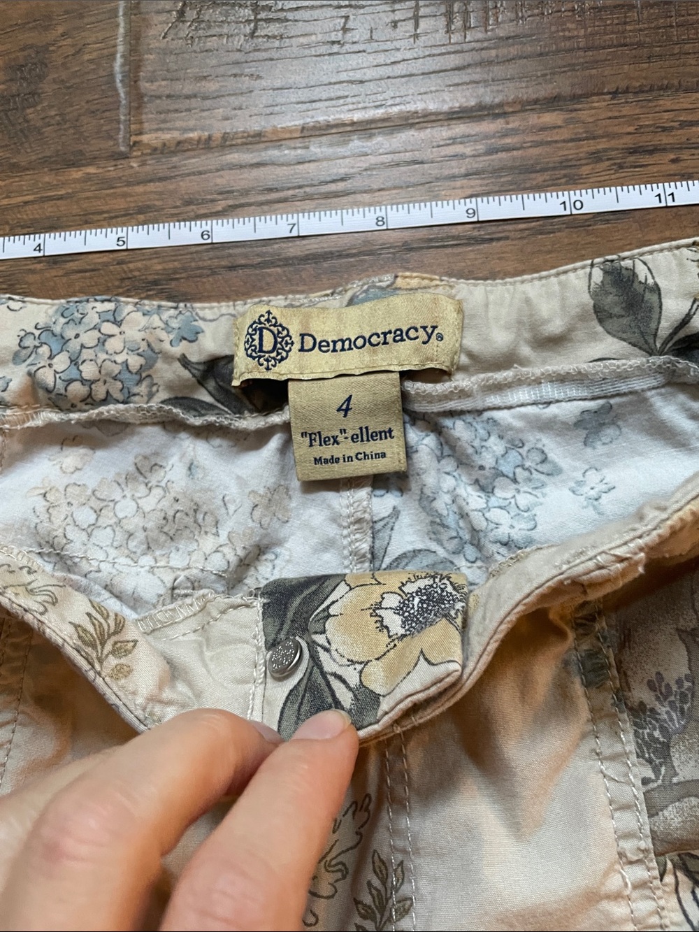 Democracy Cream Floral Utility Pants - Picture 3 of 8